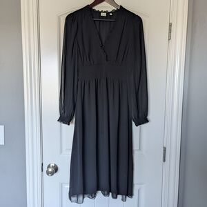 Wilfred Black Midi Dress with Long Sleeves